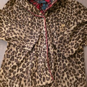 Leopard Print Pajamas Top And Bottoms XL